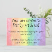 Rainbow Waterverf Wash Party Time Kaart (Staand voorkant)