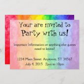 Rainbow Waterverf Wash Party Time Kaart (Voorkant / Achterkant)