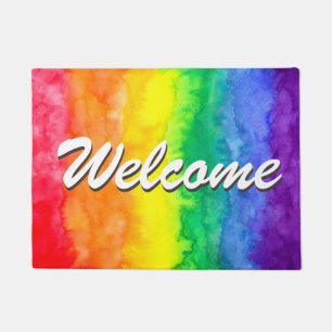 Rainbow Waterverf Wash Welkom Mat