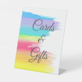Rainbow Waterverf Wedding Cards en Gifts Table Reclamebord Met Voetstuk (Voorkant)