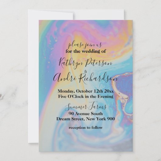Rainbow Waterverf Wedding Invitation Kaart (Voorkant)