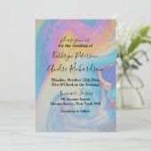 Rainbow Waterverf Wedding Invitation Kaart (Staand voorkant)