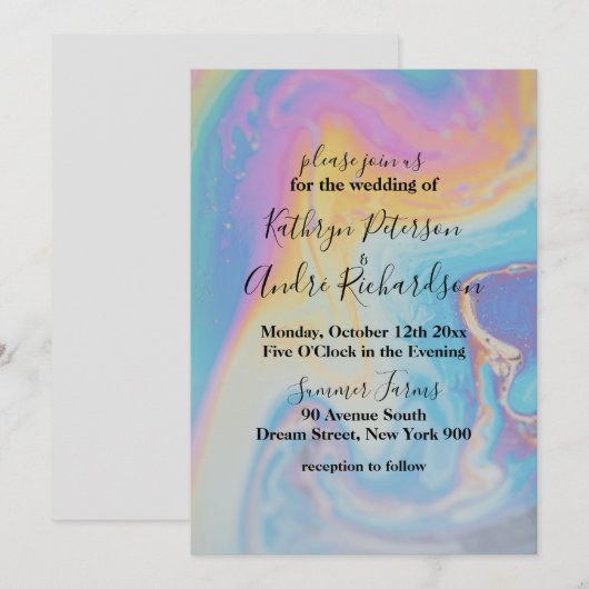 Rainbow Waterverf Wedding Invitation Kaart (Voorkant / Achterkant)