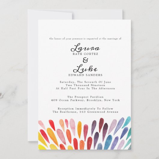 Rainbow Waterverf Wedding Kaart (Voorkant)