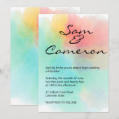 Rainbow Waterverf Wedding Simply Fresh en Classi Kaart (Voorkant / Achterkant)