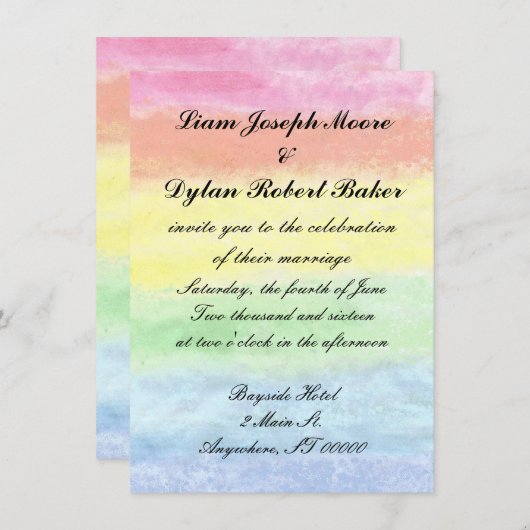 "Rainbow Waterverf" Wedding-uitnodigingen Kaart (Voorkant / Achterkant)