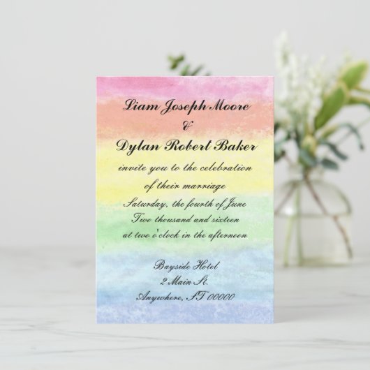 "Rainbow Waterverf" Wedding-uitnodigingen Kaart (Staand voorkant)
