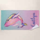 Rainbow Waterverf Whale Strandlaken (Voorkant)