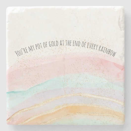 Rainbow Waterverf You're My Pot of Gold Romantisch Stenen Onderzetter (Voorkant)