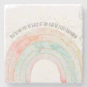 Rainbow Waterverf You're My Pot of Gold Romantisch Stenen Onderzetter