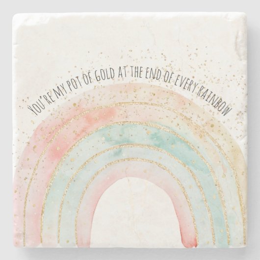 Rainbow Waterverf You're My Pot of Gold Romantisch Stenen Onderzetter (Voorkant)
