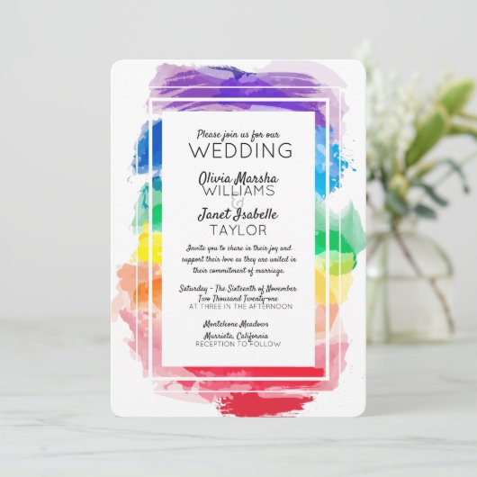 Rainbow Waterverven Collectie Weddenschap Kaart (Staand voorkant)