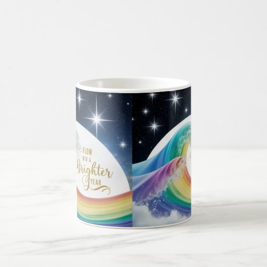 Rainbow Wave Brighter Year Inspirational Classic  Koffiemok (Center)