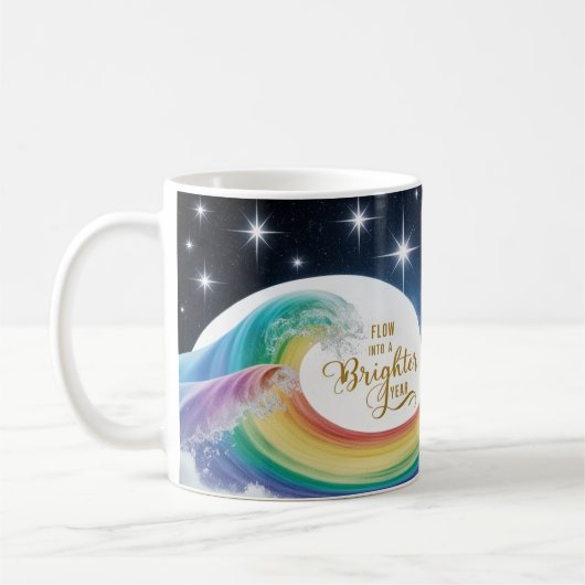 Rainbow Wave Brighter Year Inspirational Classic Koffiemok (Links)