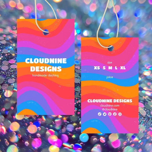 Rainbow Wave CUSTOM Kledingmaat Prijs Hang Label Visitekaartje