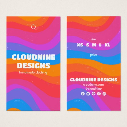Rainbow Wave CUSTOM Kledingmaat Prijs Hang Label Visitekaartje (Voorkant /achterkant)