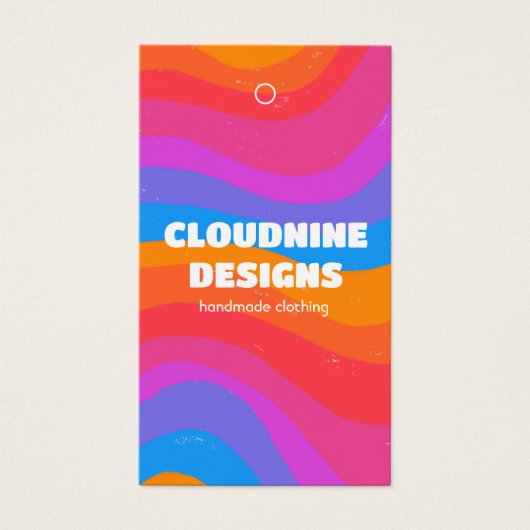 Rainbow Wave CUSTOM Kledingmaat Prijs Hang Label Visitekaartje (Voorkant)