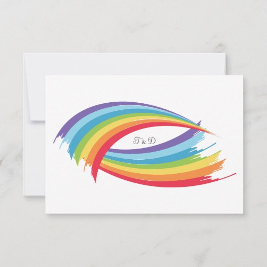 Rainbow Wave Mooie LGBT bruiloft vriendelijk antwo RSVP Kaartje (Achterkant)