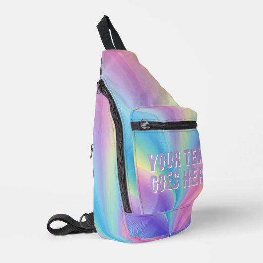Rainbow Wave Ombre kleurrijke jouw tekst hier Sling Bag (Linkerhoek)