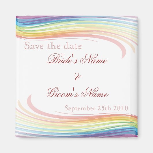 Rainbow Wave Save the Date Magnet (Voorkant)