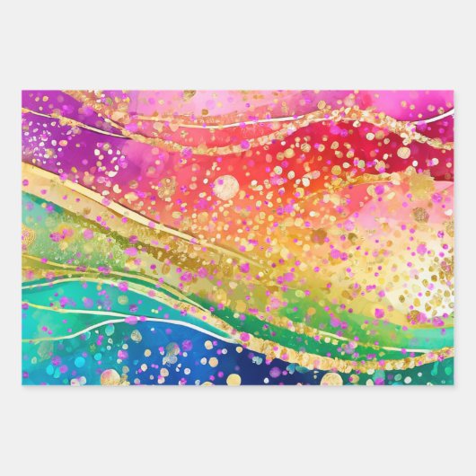 Rainbow Wave with Confetti Inpakpapier Vel (Voorkant)