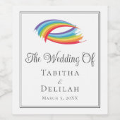 Rainbow Waves bruiloft prachtig gepersonaliseerd Wijn Etiket (Enkel label)