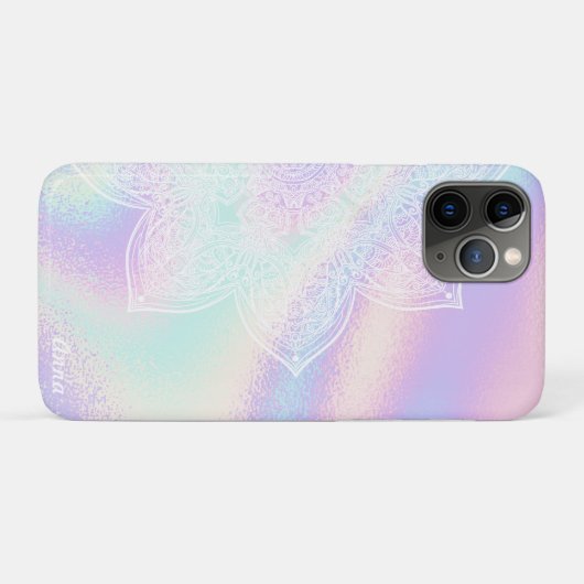*~* Rainbow Waves Holographic Iridescent Mandala Case-Mate iPhone Case (Achterkant (horizontaal))