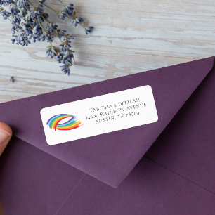 Rainbow Waves Mooie Gay Pride retouradres Etiket