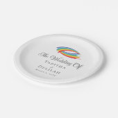 Rainbow Waves Mooie LGBT bruiloft Papieren Bordje (Gekanteld)