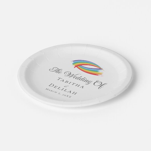 Rainbow Waves Mooie LGBT bruiloft Papieren Bordje (Gekanteld)