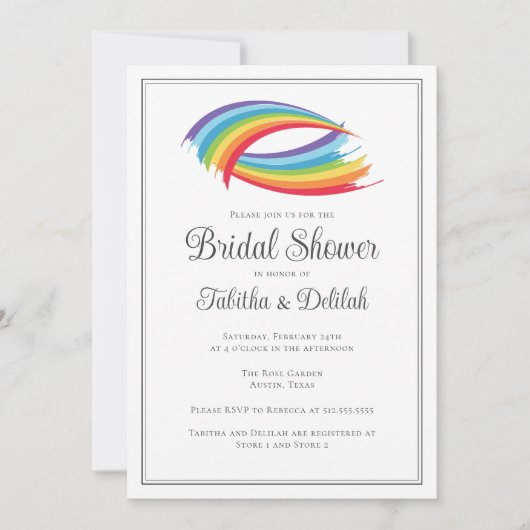 Rainbow Waves Mooie Twee Bruid Vrijgezellenfeest Kaart (Voorkant)