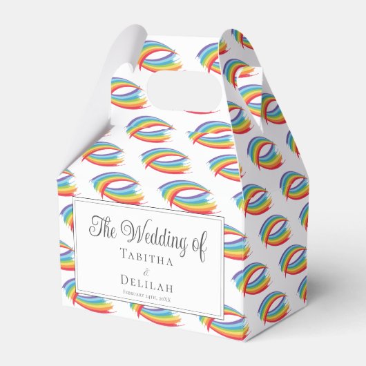 Rainbow Waves Patroon LGBT Bruiloft Bedankdoosjes (Voorkant Zijde)