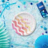 Rainbow Waves Stars Girly Birthday Party Papieren Bordje (Feest)