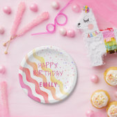 Rainbow Waves Stars Girly Birthday Party Papieren Bordje (Feest)