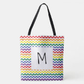Rainbow Wavy Lines Monogram Canvas tas (Voorkant)