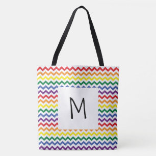 Rainbow Wavy Lines Monogram Canvas tas