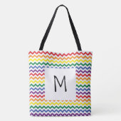 Rainbow Wavy Lines Monogram Canvas tas (Achterkant)
