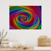 Rainbow Wavy Spiral Fractal Poster (Keuken)