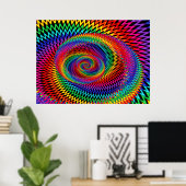 Rainbow Wavy Spiral Fractal Poster (Thuiskantoor)
