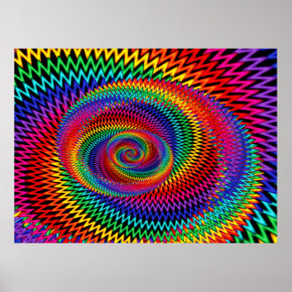 Rainbow Wavy Spiral Fractal Poster