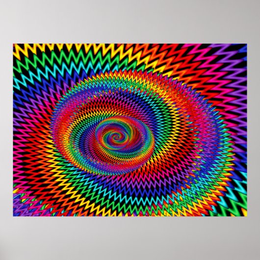 Rainbow Wavy Spiral Fractal Poster (Voorkant)