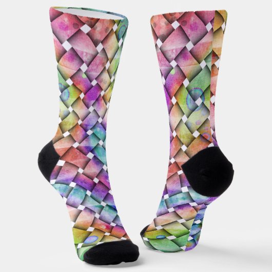RAINBOW WEAVE Custom Duurzame Premium Crew Sock Sokken (Gebogen)