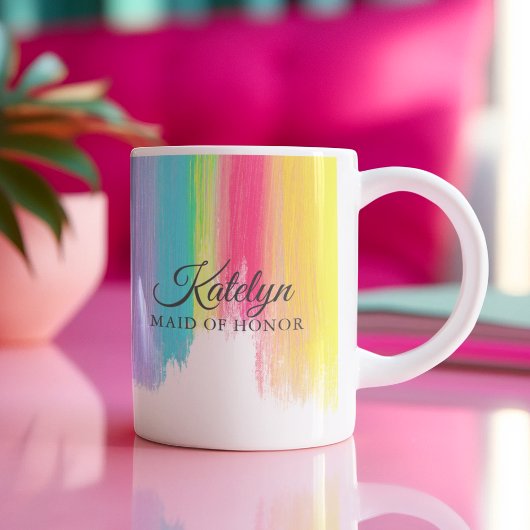Rainbow Wedding Bridal Party Maid of Honor Custom Koffiemok