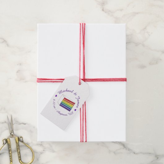Rainbow Wedding Cake Slice Love Cadeaulabel (Met Touw)
