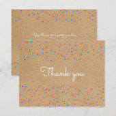 Rainbow Wedding Confetti Rustiek Kraft Script Bedankkaart (Voorkant / Achterkant)