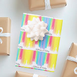 Rainbow Wedding Elegant Gepersonaliseerd Inpakpapier Vel<br><div class="desc">Mooie monogrammed waterverf van regenboog bruiloft die papieren vellen met ,  artistieke verfslagen vol heldere kleuren inpakt. Pas met de naam van het paar LGBT in elegant krommend manuscript aan.</div>