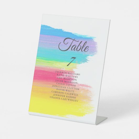 Rainbow Wedding Elegant Table Number met namen Reclamebord Met Voetstuk (Voorkant)