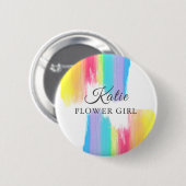 Rainbow Wedding Gepersonaliseerde Bloemenmeisje Na Ronde Button 5,7 Cm (Voorkant /achterkant)