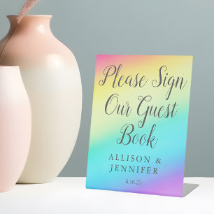  Rainbow Wedding Gradient Gastenboek Reclamebord Met Voetstuk