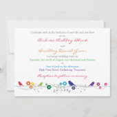 Rainbow Wedding Invitation Birds Flowers Kaart (Voorkant)